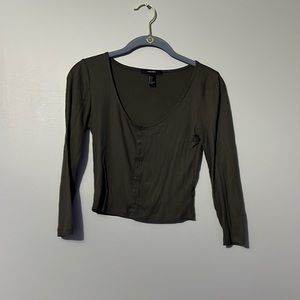 Forever 21 Crop Top Olive Green